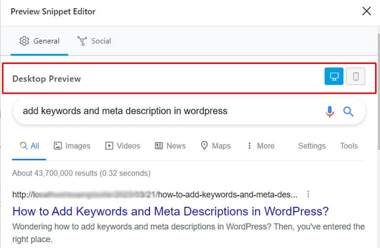 Google Preview Option