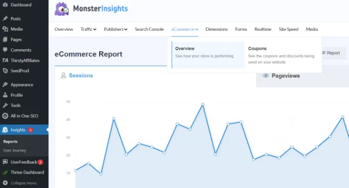 View eCommerce report in MonsterInsights