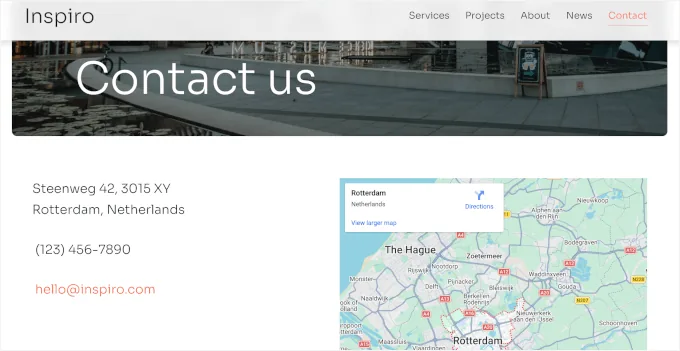 Inspiro的联系页面带地图