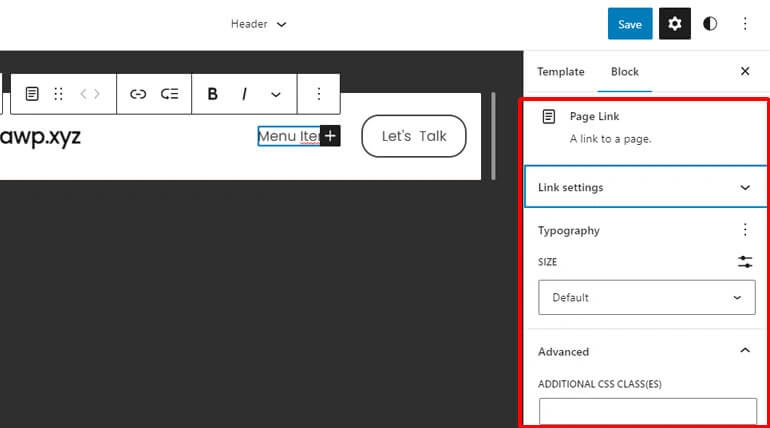 Sidebar Settings for Primary Menu