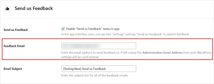 Enable Send Us Feedback option in MemberPress AppKit