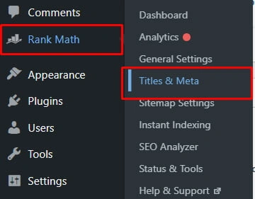 Rank Math to Titles & Meta