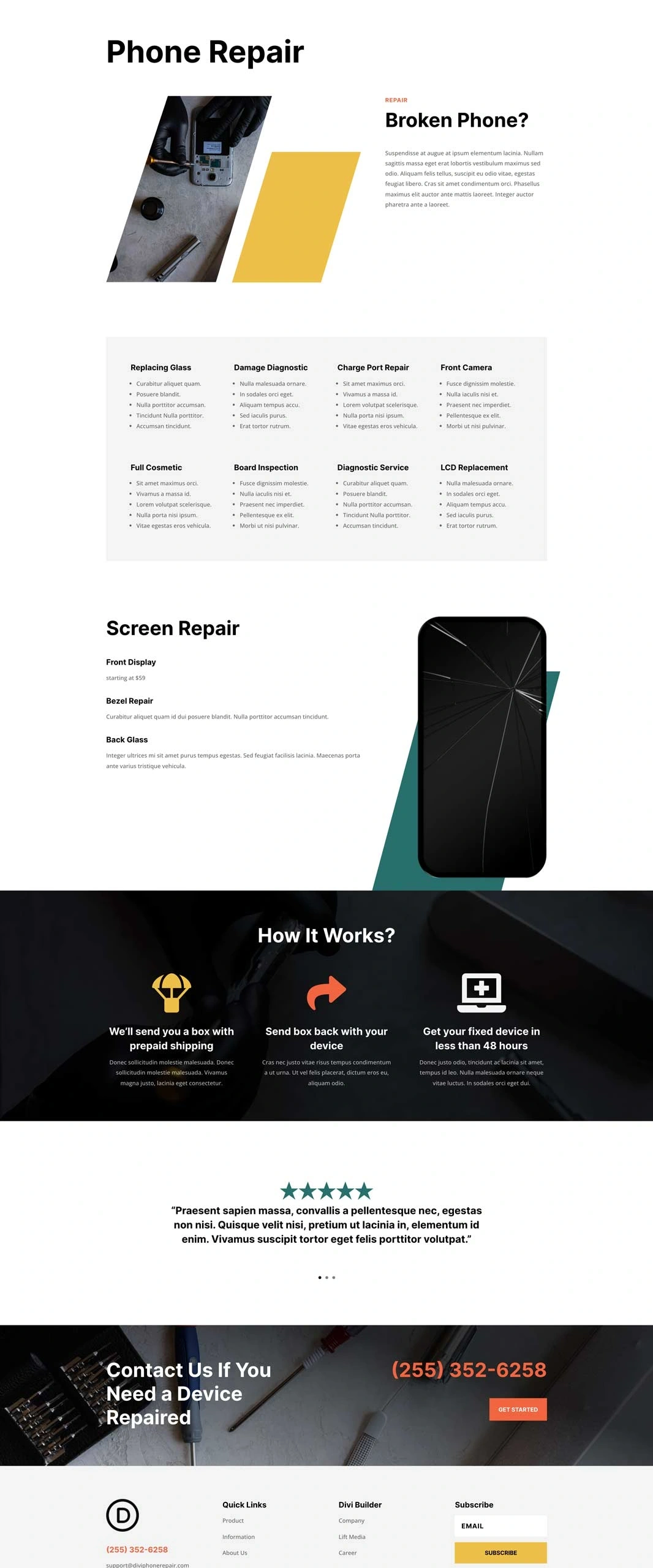 设备维修服务页面