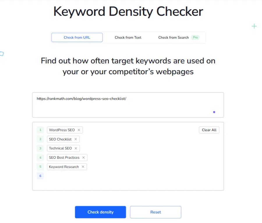 SE Ranking Keyword Density Checker