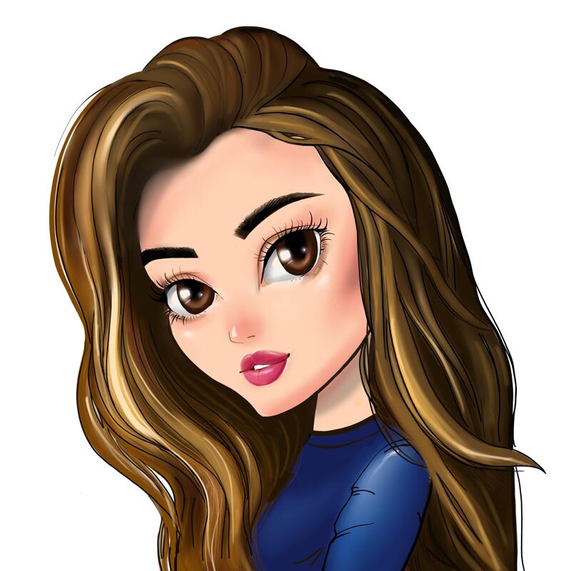 digital cartoon avatar icon hand drawn in colored style from your photo