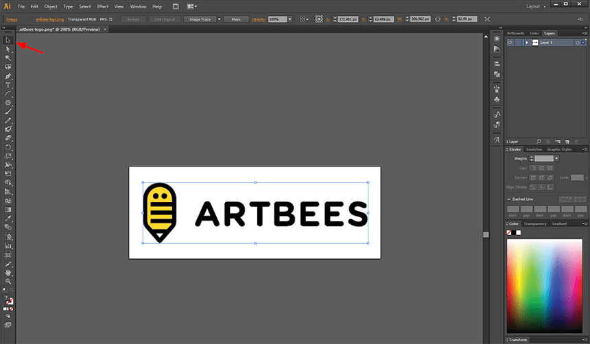 如何在WordPress网站上使用SVG图片 5 Illustrator selection tool
