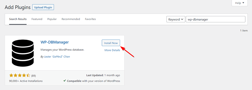 如何修复WordPress网站的数据库 7 WP DBManager installation