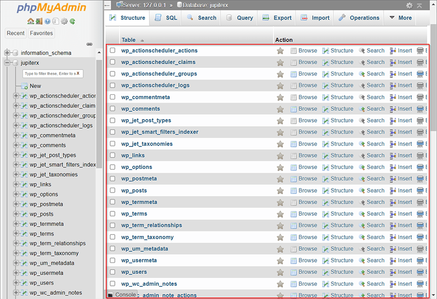 如何修复WordPress网站的数据库 5 phpMyAdmin db tables