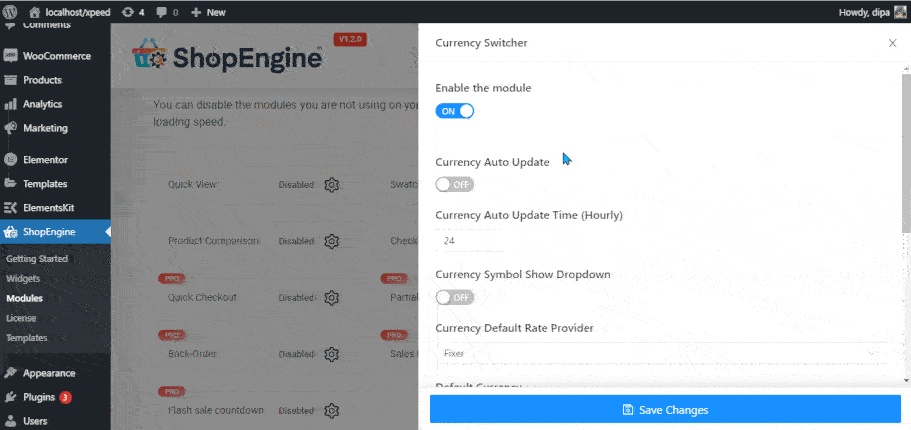Settings Of Currency Switcher