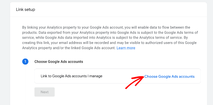 选择要关联的 Google 广告帐户 选择要关联的 Google 广告帐户