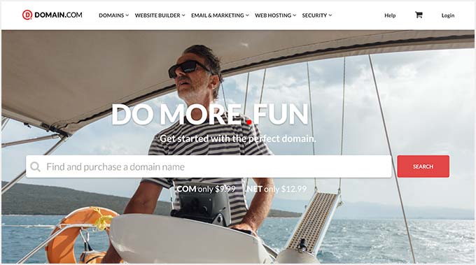 带有搜索栏的 Domain.com 网站 带有搜索栏的 Domain.com 网站