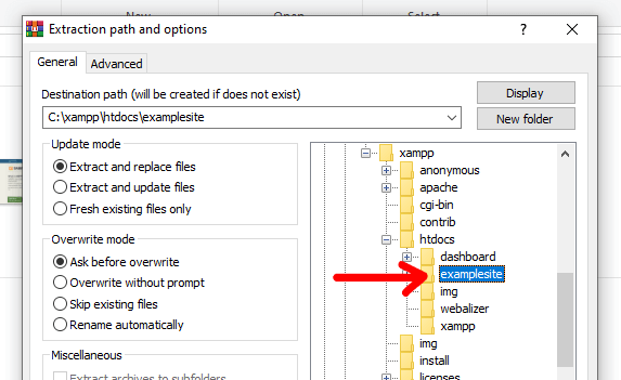 如何使用XAMPP在本地安装WordPress?(一步一步来) 19 Extracting-Ziiped-Files-to-Example-Site.