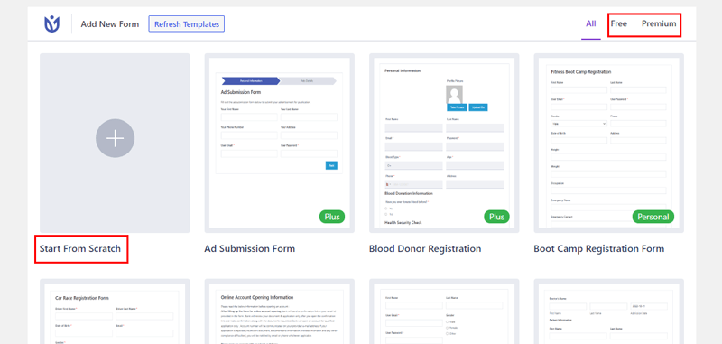 Build Your Form with Templates or From Scratch
