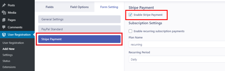 Enable Stripe Payment