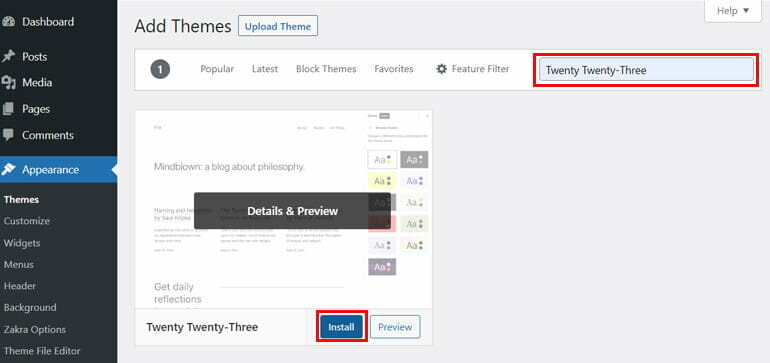 什么是WordPress默认主题及如何使用?(完整指南) 8 Install Twenty Twenty-Three Theme