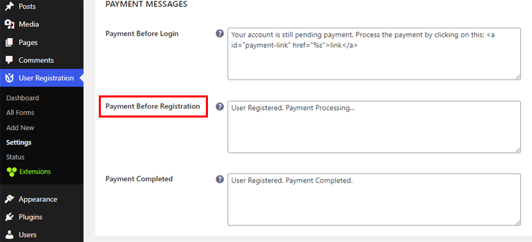 Payment Before Registration