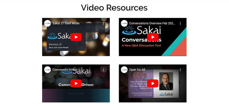 Sakai Video Resources