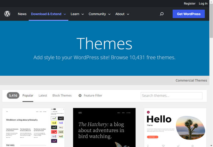 什么是WordPress默认主题及如何使用?(完整指南) 20 WordPress Theme Repository