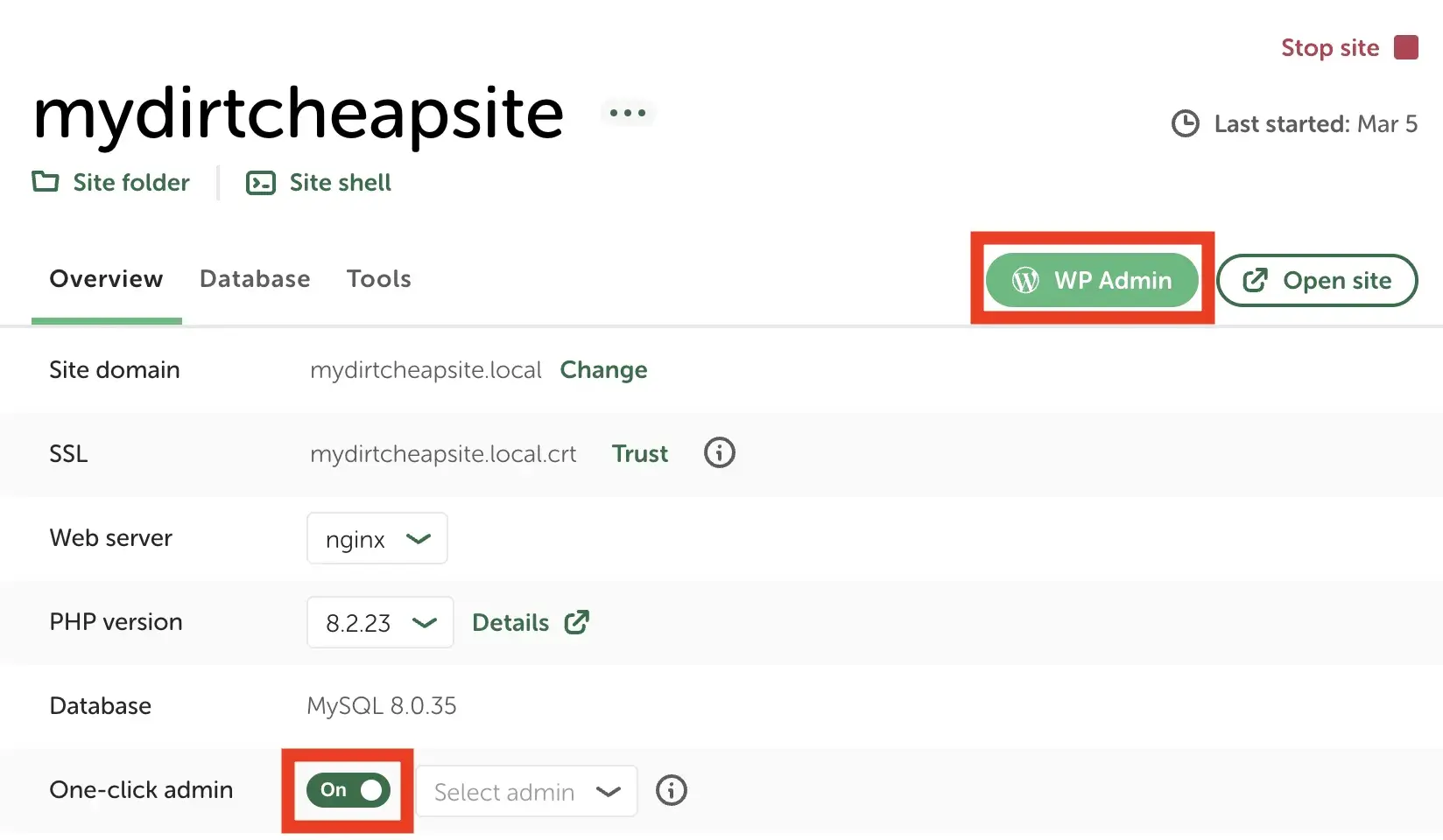 如何为静态 WordPress 网站免费添加联系表单 5 Accessing local WordPress site via Local by Flywheel
