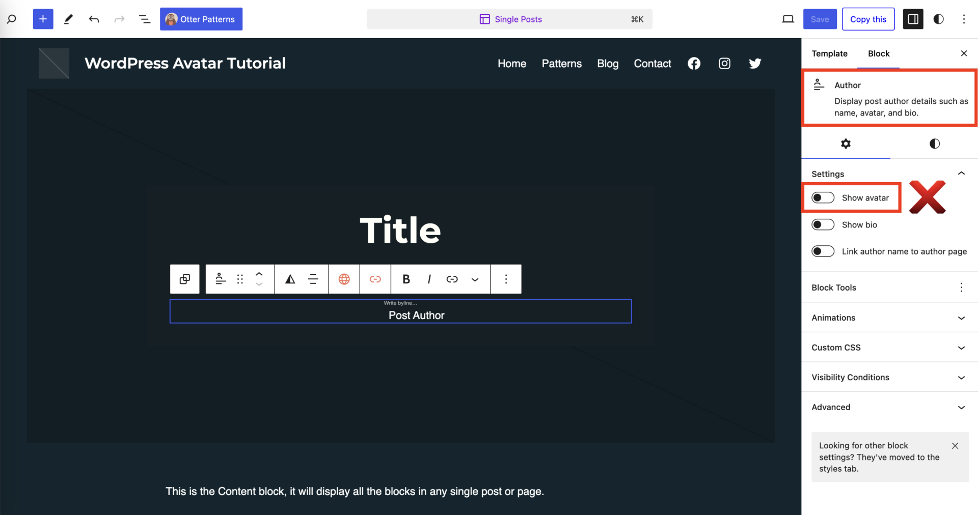 无需 Gravatar 设置 WordPress 头像(以及如何将其添加到文章中) 12 Adding Author block to single posts template