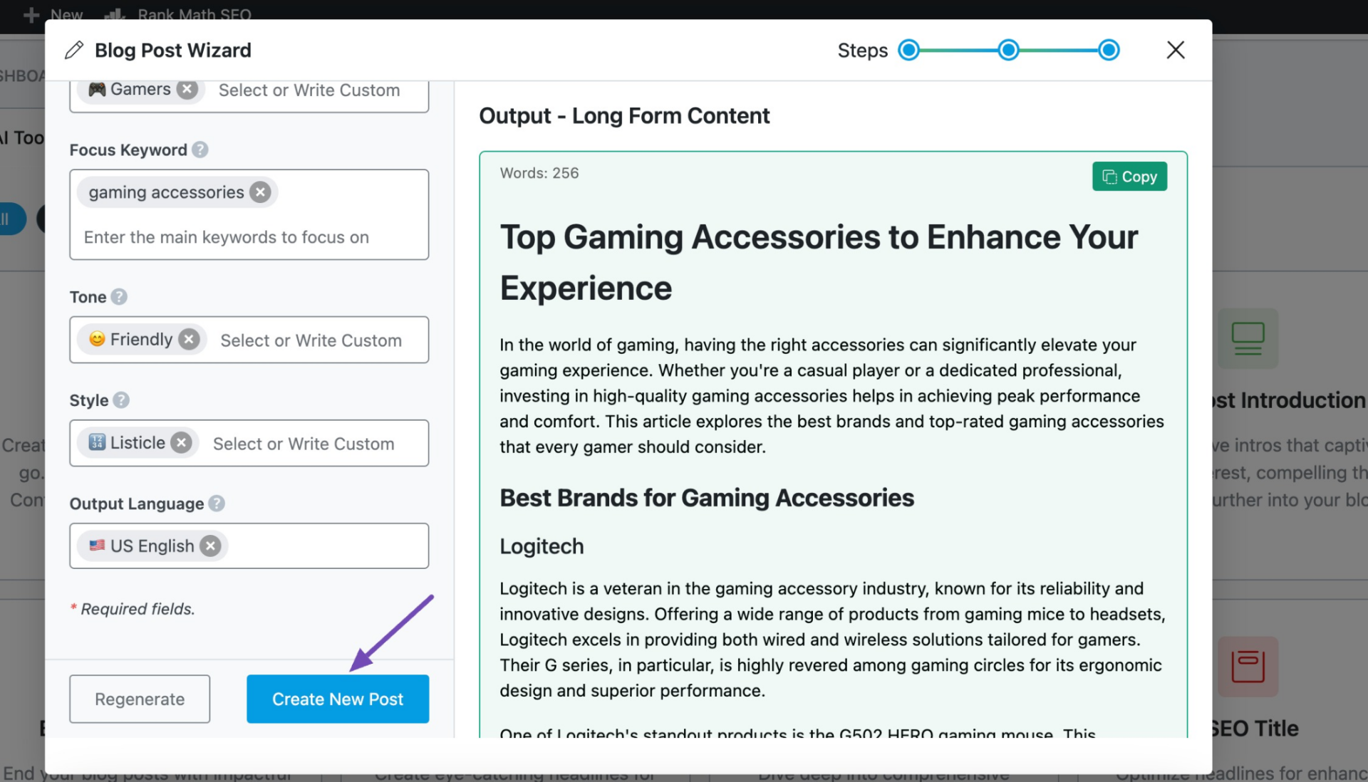 10个最佳AI写作工具:2026年提升内容质量的最佳选择 2 Blog Post Wizard tool