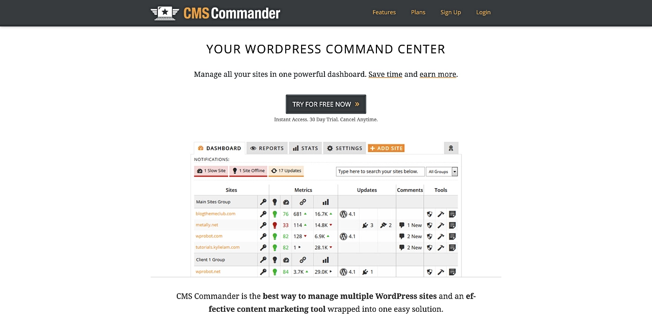CMS Commander homepage