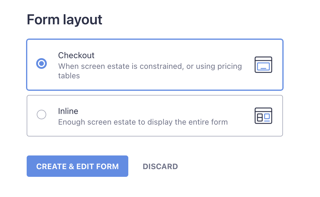 Choosing the form layout of the donation form