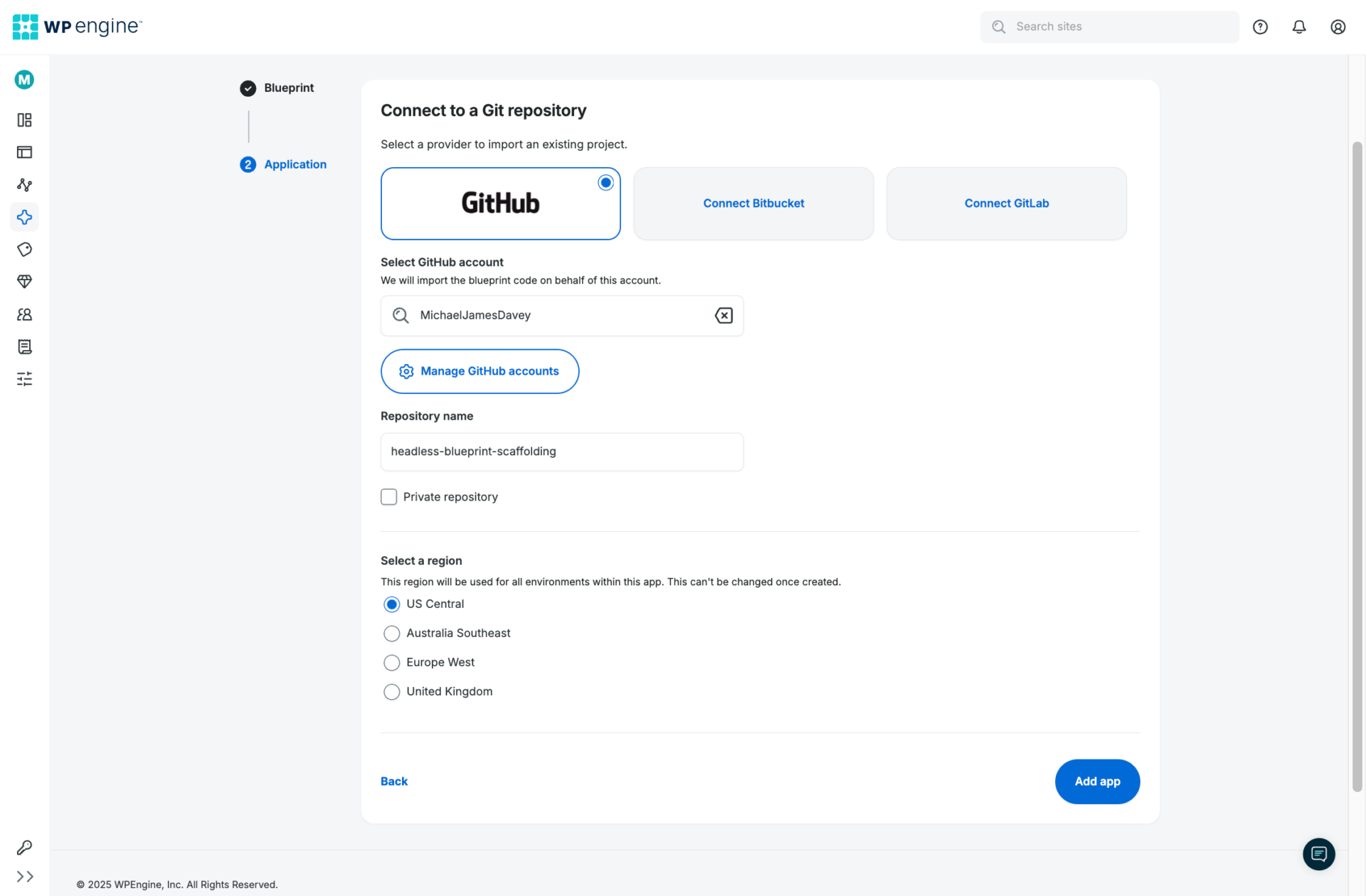 从蓝图创建无头 WordPress 网站 3 Connecting to Git Repo