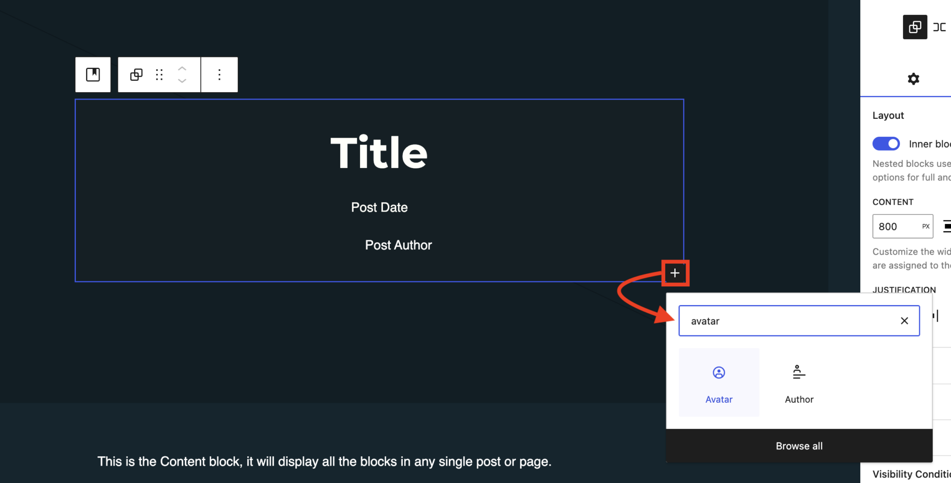 无需 Gravatar 设置 WordPress 头像(以及如何将其添加到文章中) 13 Finding the Avatar block