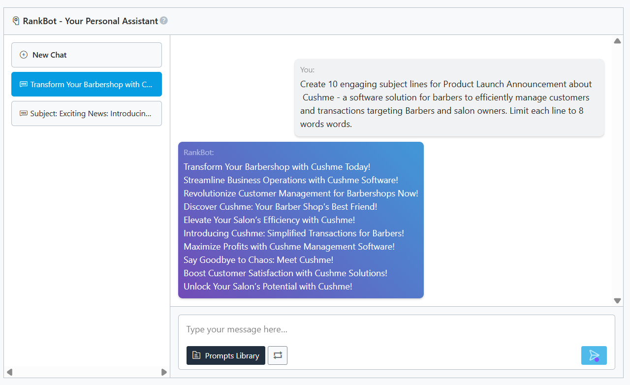 Generate email subject lines