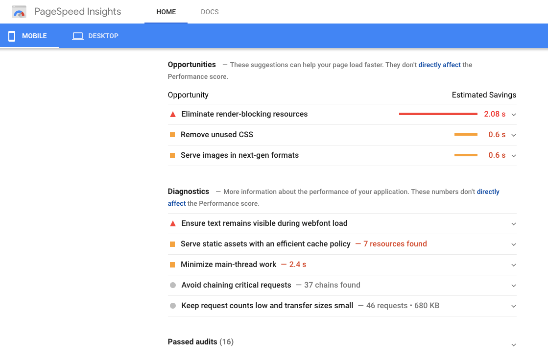 Google PageSpeed Insights