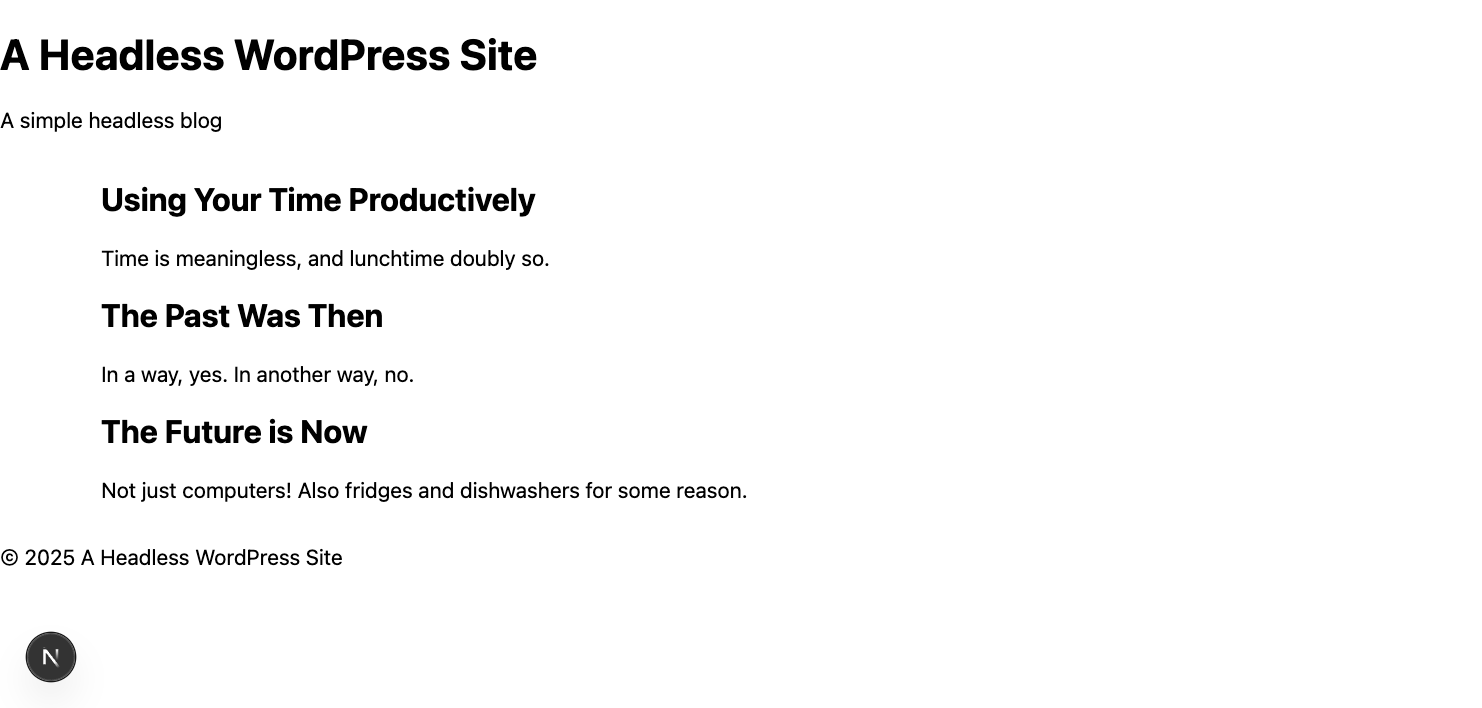 从蓝图创建无头 WordPress 网站 6 Headless WordPress blog simple screenshot