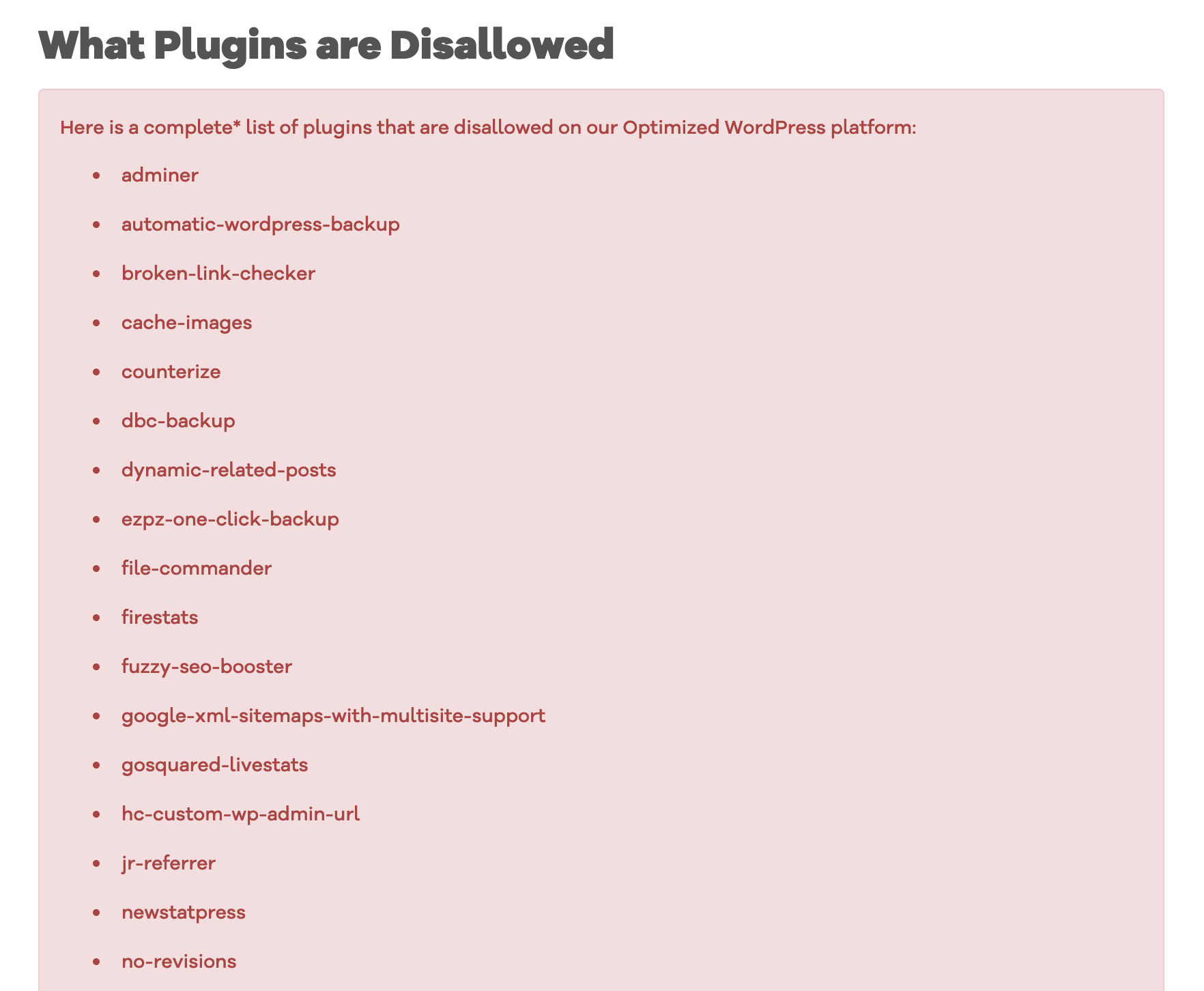 HostGator Disallowed Plugins