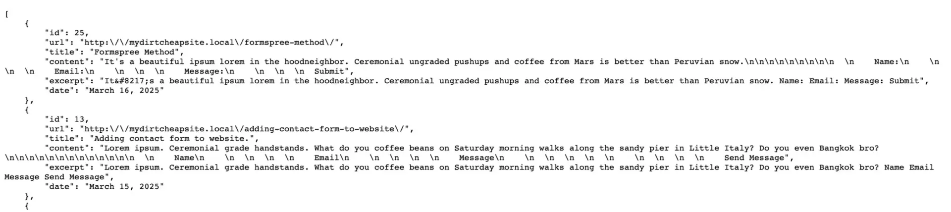 如何为静态 WordPress 网站免费添加搜索功能(使用 Lunr) 14 Inspecting the JSON file scaled 1
