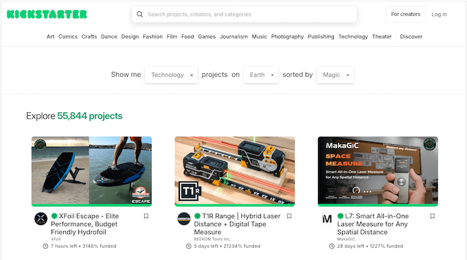 Kickstarter crowdfunding platform