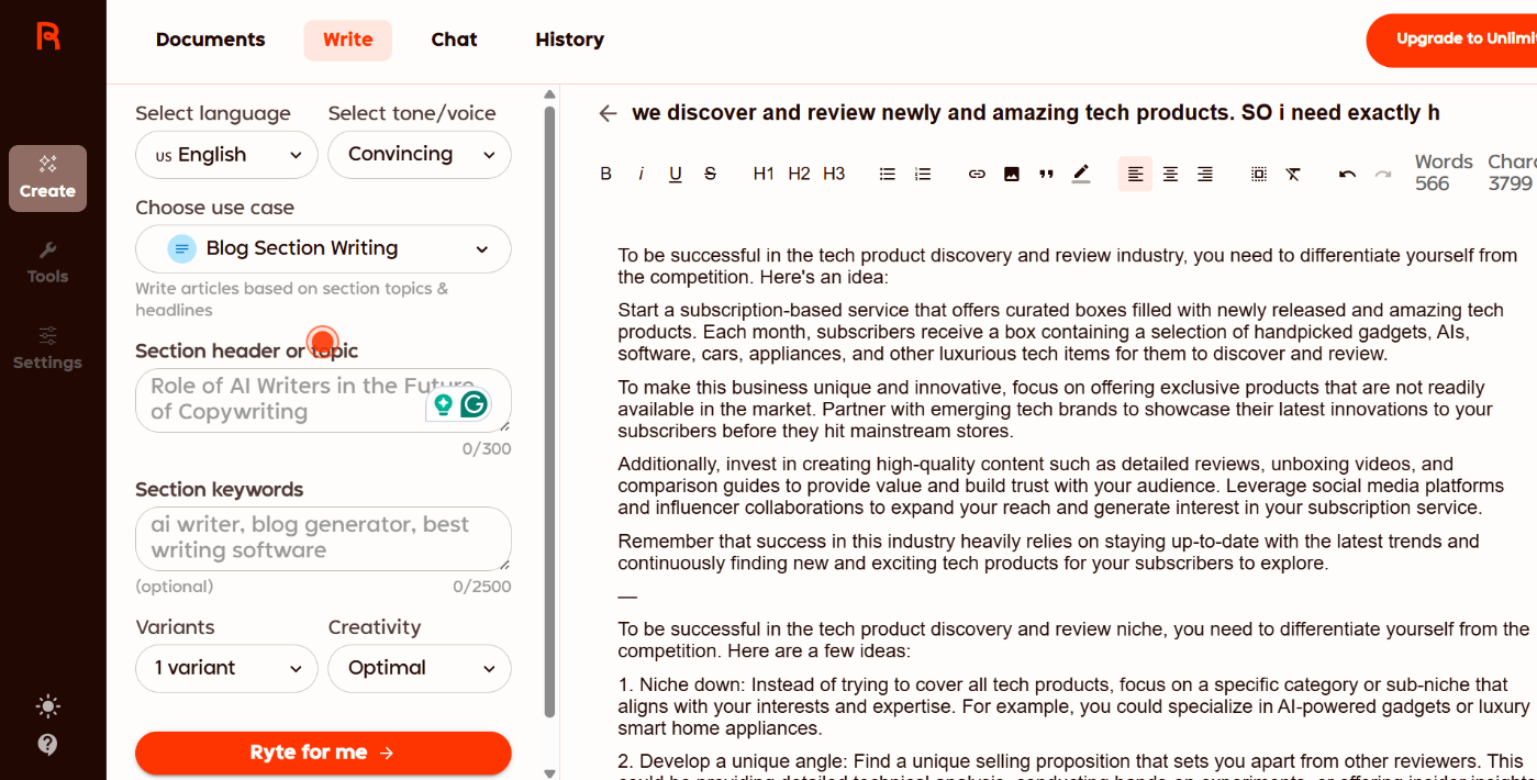 10个最佳AI写作工具:2026年提升内容质量的最佳选择 13 Rytr