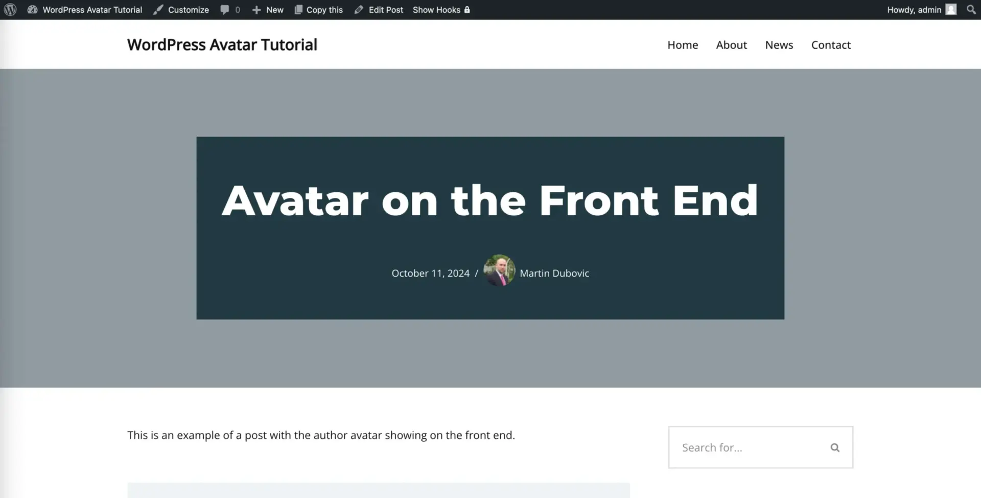 无需 Gravatar 设置 WordPress 头像(以及如何将其添加到文章中) 9 Showing avatar profile picture on the front end of a post scaled 1