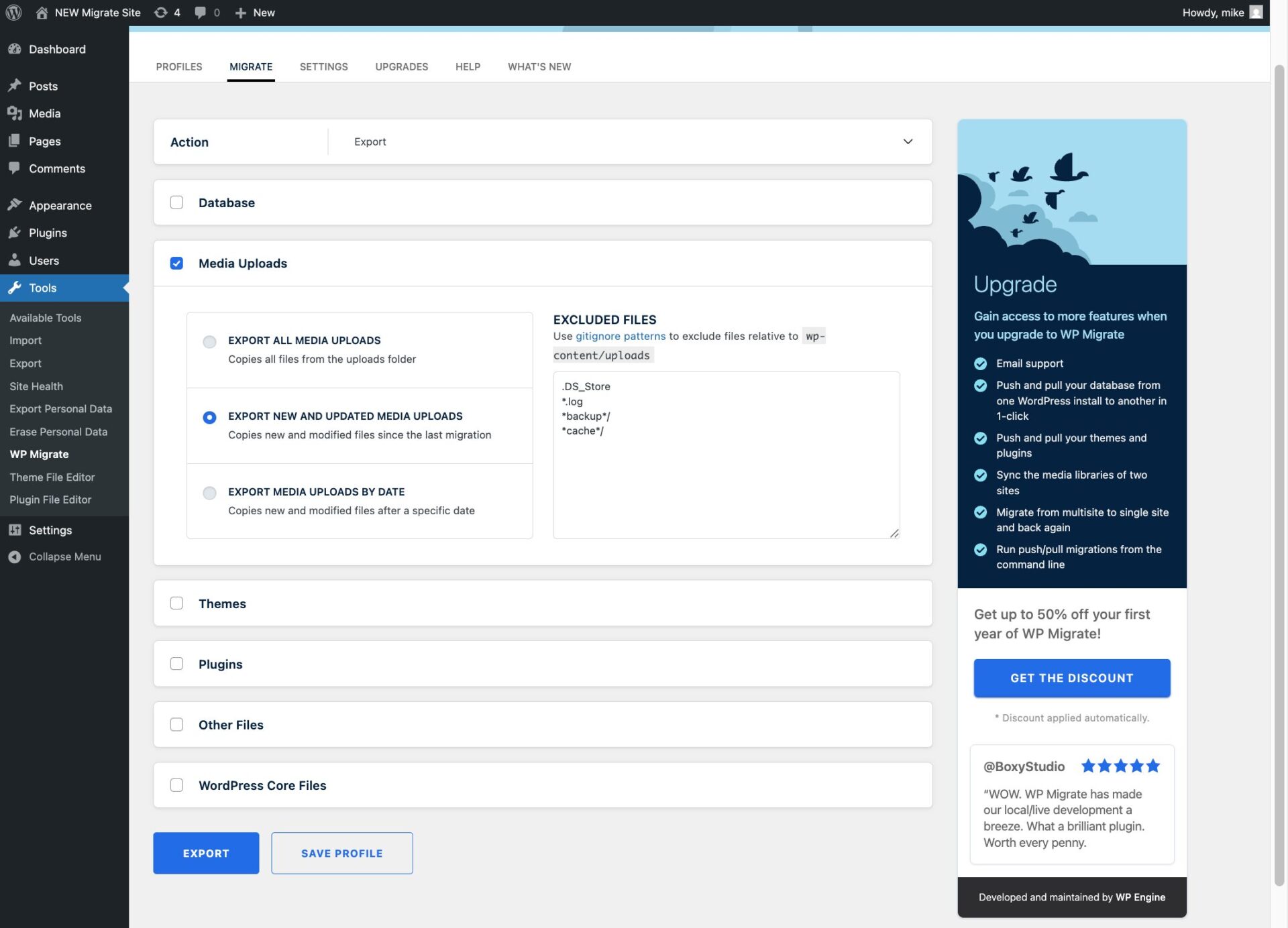 部分迁移的力量:仅同步您需要的内容 4 WP Migrate Configuring Media Uploads