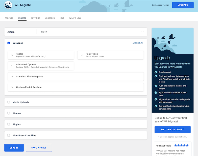 合并WordPress站点:将多个安装合并为多站点网络 2 WP Migrate Export Database Settings