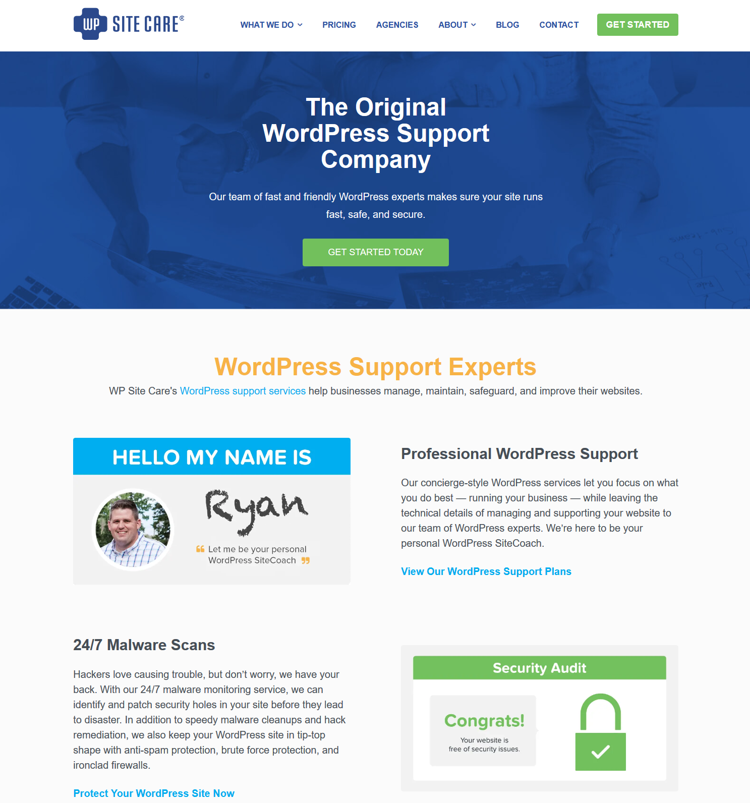 SOS!在哪里找到最好的WordPress帮助 8 WP SITE CARE LANDING PAGE 1