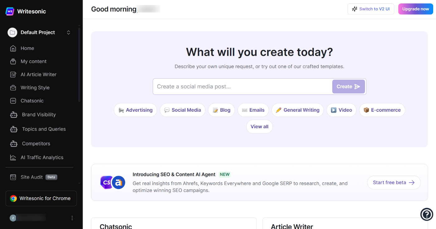 10个最佳AI写作工具:2026年提升内容质量的最佳选择 11 WriteSonic