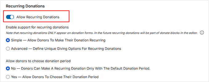 accept recurring donations in charitable