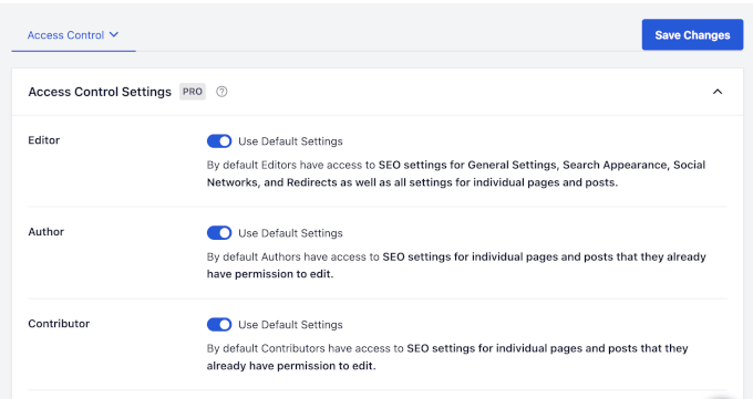 Rank Math vs. AIOSEO:我为 WordPress 用户推荐哪一个? 23 access control aioseo
