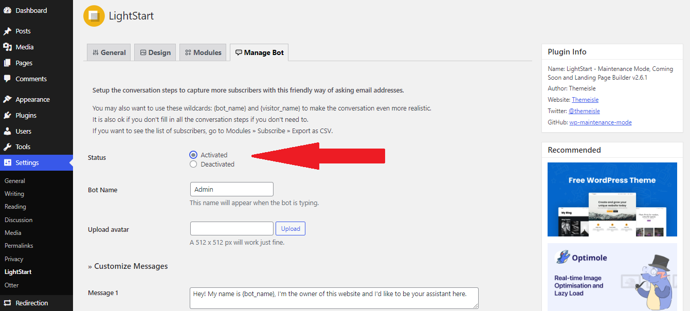 如何通过5个简单步骤启用WordPress维护模式 11 activate chatbot