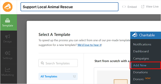 add name for your fundraising form