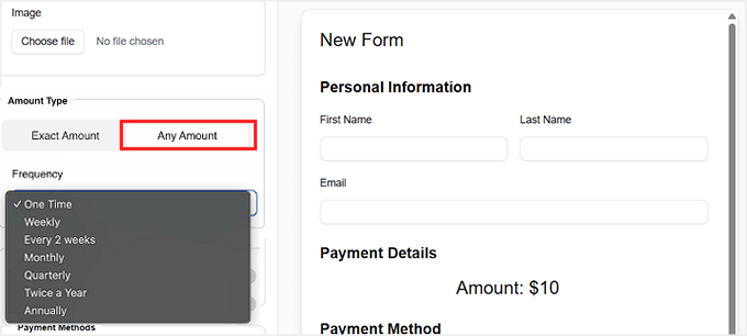add recurring payments for any amount in mypaykit
