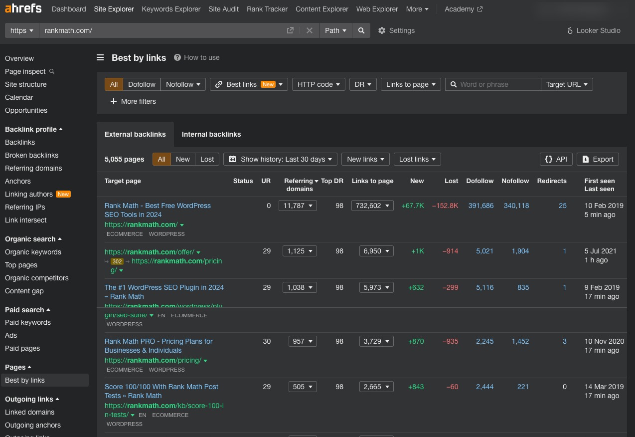 ahrefs backlinks report