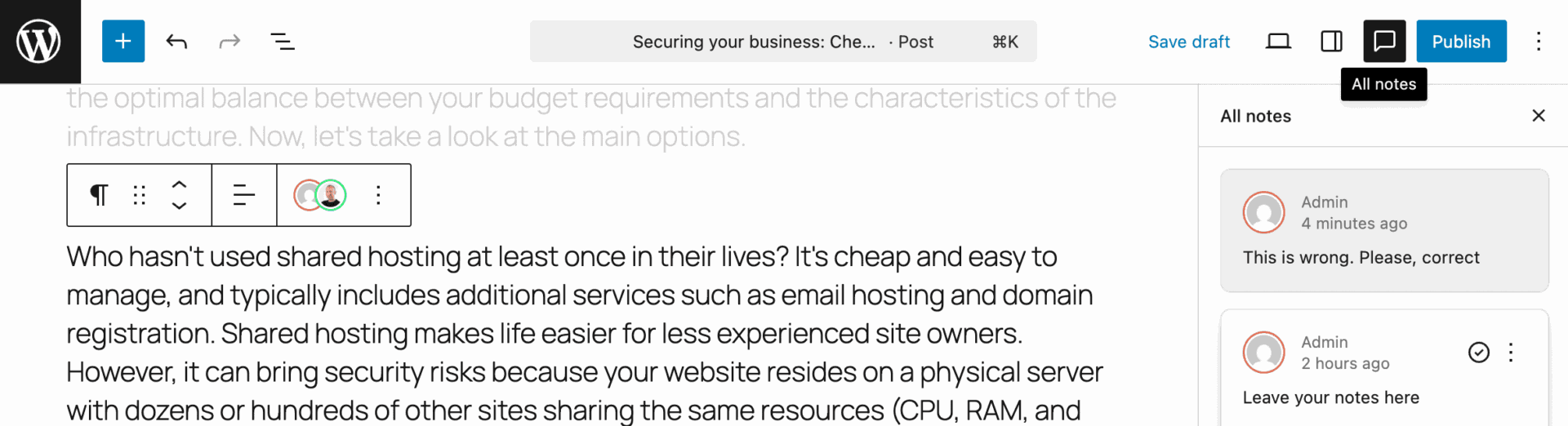 新功能、新区块、新 API:WordPress 6.9 的新变化 27 all notes button