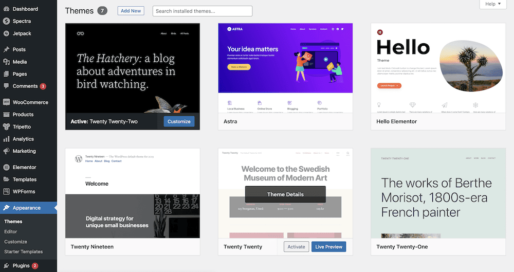 如何修复 WordPress“死亡白屏”(WSoD) 9 appearance themes