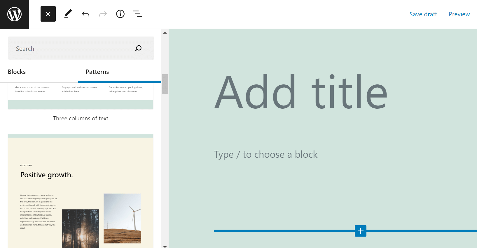 WordPress 区块模式:什么是区块模式以及如何使用它们 5 block patterns search